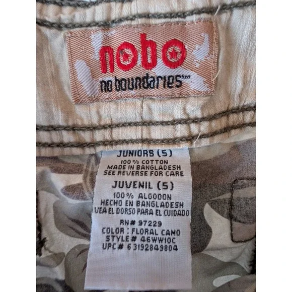 VTG Nobo Low Rise Cargo Pants 5 Floral Camo 90s Y2K Gorpcore Utility Streetwear - Picture 12 of 14